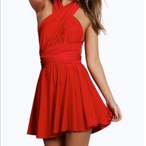 RED WRAP MULTI WAY DRESS